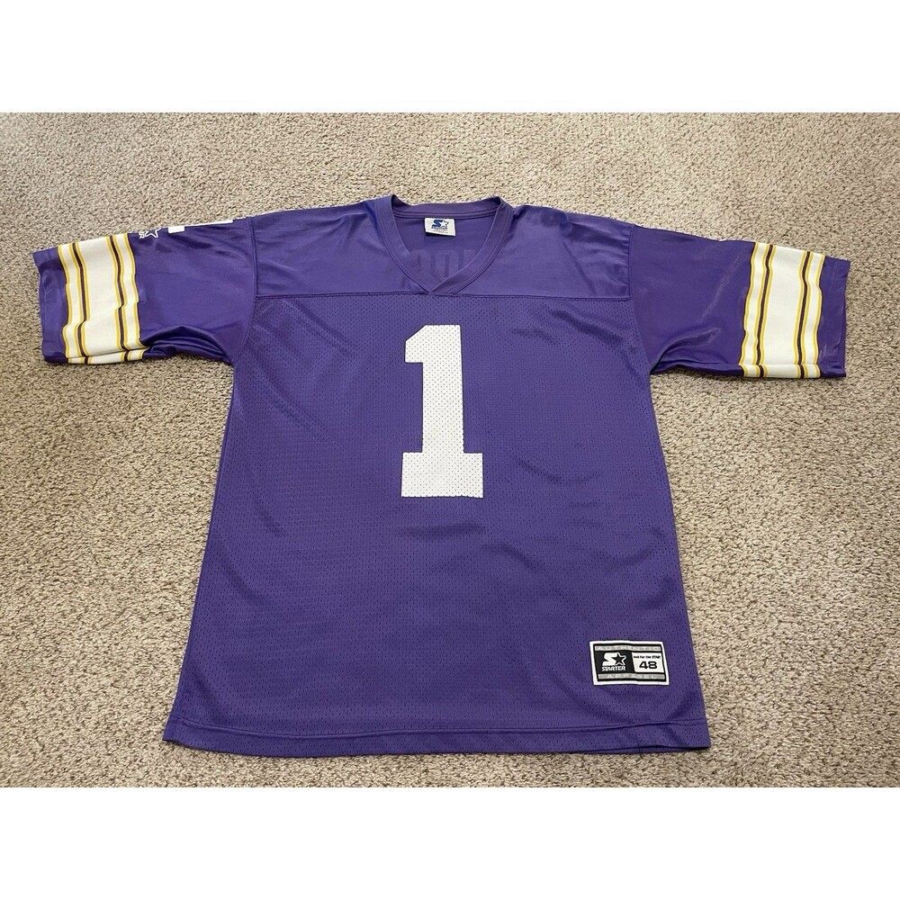 1990s Vintage Starter Minnesota Vikings Warren Moon Football Jersey Mens 48-XL